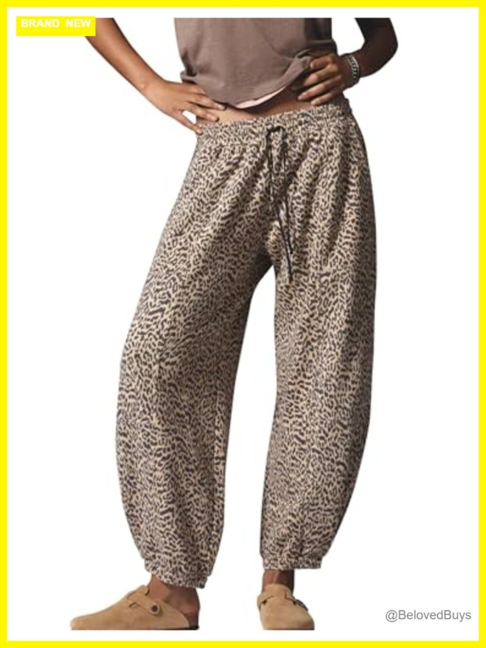 Leopard Print Barrel Sweatpants Baggy Cheetah Joggers Drawstring Lounge Pants